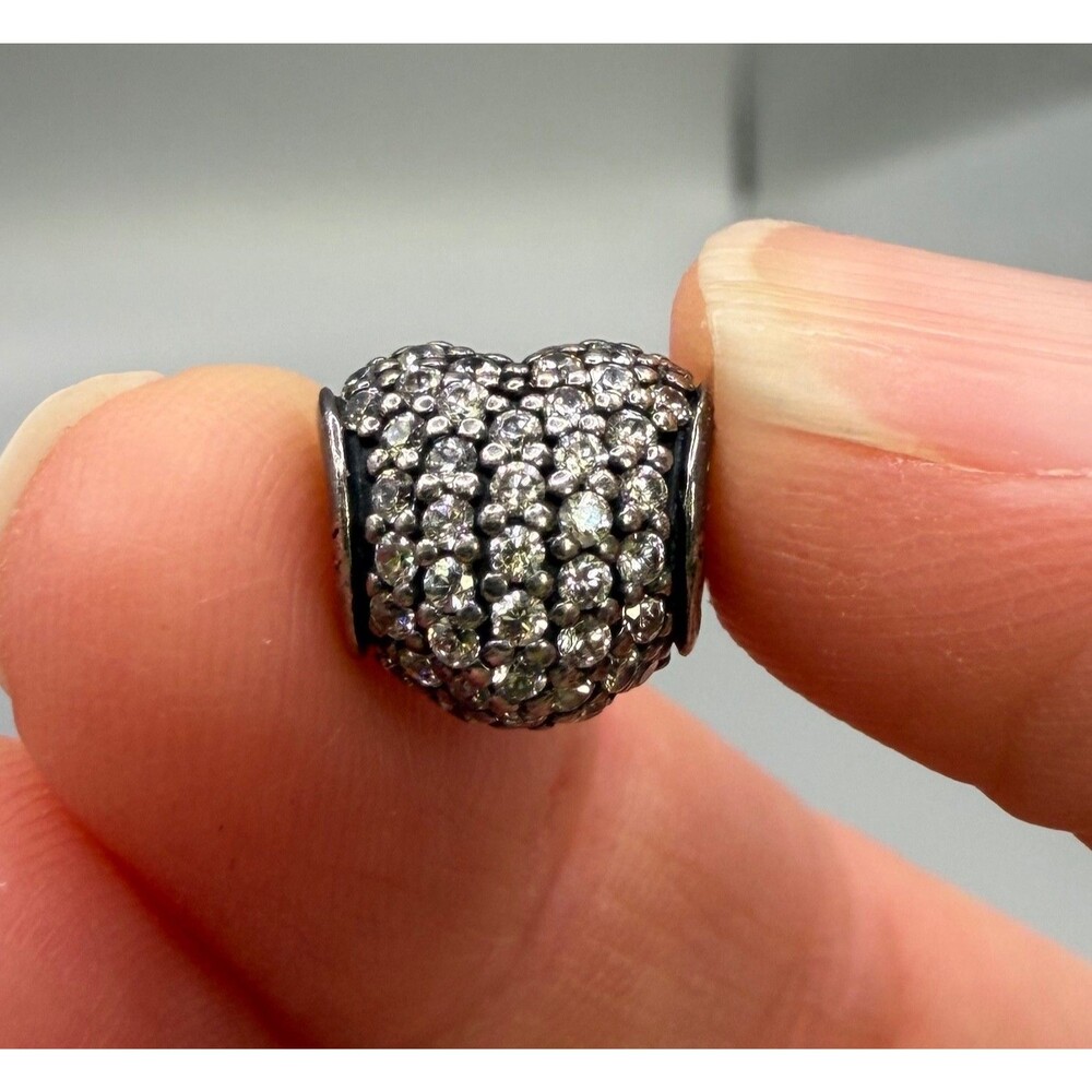 Pandora 925 Sterling Silver ALE Clear Pave CZ Heart Bead Charm - Retired